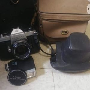 Arabi Pentax camera with accessories